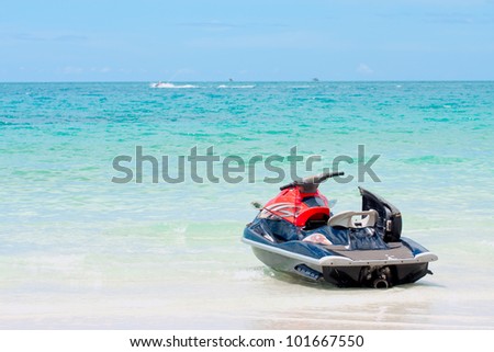 three jet ski on the beach. Koh Samui,Thailand