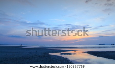 Panoramic dramatic  sunset sky and sea of Thailand