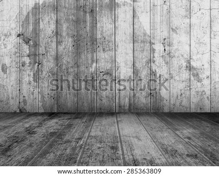 Old dark room with grunge wood floor background