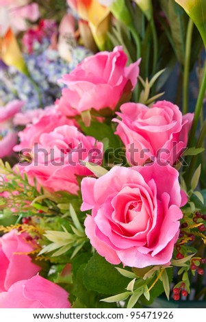 bright and beautiful colors of artificial flowers