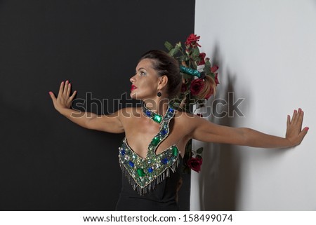 beauty Gypsy woman  on black and white background