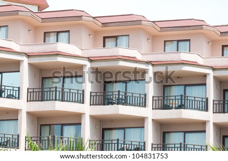 Balconies in hotel.