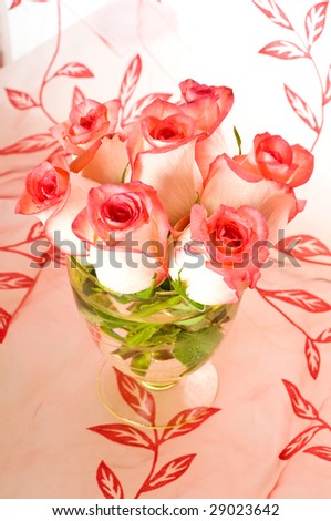 Bouquet of beautiful roses in a vase
