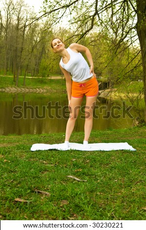 young woman, goes in for sports in the open air