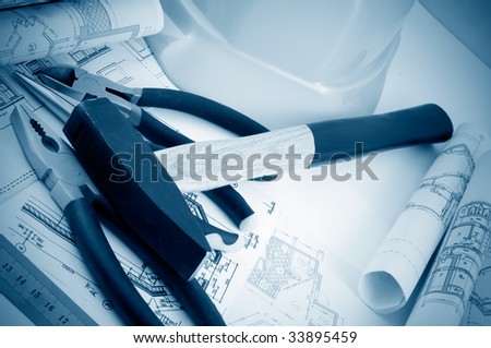 Drawings and tools of the builder