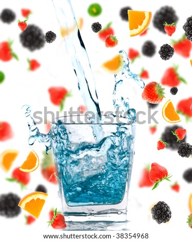 glass of water isolated on fruit