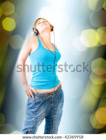 beautiful sexual woman in headphones