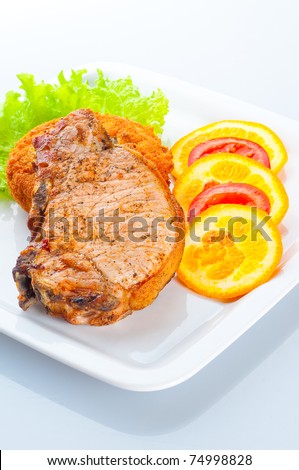 Appetizing stake with vegetables