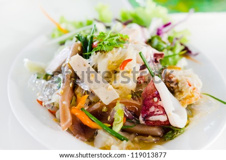 spicy mix seafood salad , spicy  food .