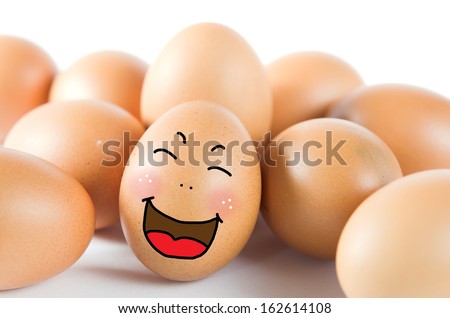 happy  brown egg with many friend ( chicken eggs )