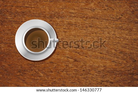 coffee cup on wooden background vector illustration.