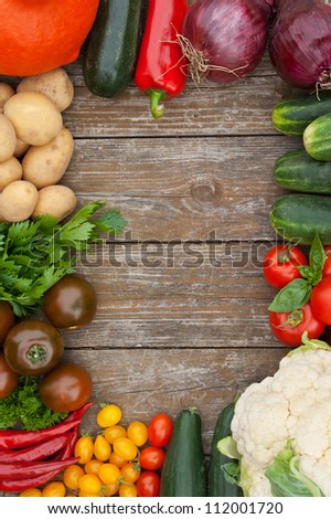 Frame made from vegetables/vegetables/harvest