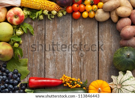 Frame Of Vegetables And Fruits/Harvest/Autumn