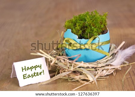 Easter card with easter egg with moss/easter card/egg