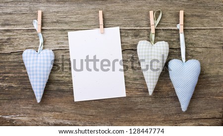 hearts and note with clothe spins/hearts/love