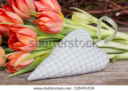 red tulips and checked heart/tulip/spring