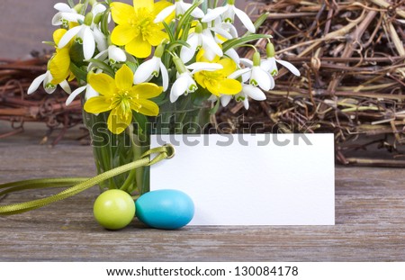 early blossoms, easter eggs  and white card/easter/easter card