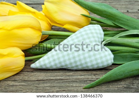 yellow tulips and checked heart/flowers/heart