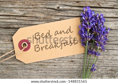 lavender and label with lettering bed and breakfast/bed and breakfast/lavender