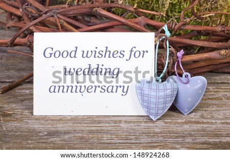 Wedding anniversary card, twigs and hearts/Wedding anniversary/hearts
