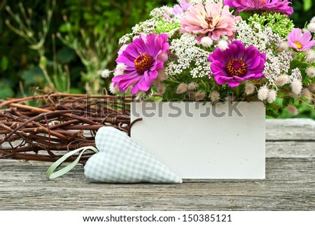 pink flowers, card and heart/summer/flowers