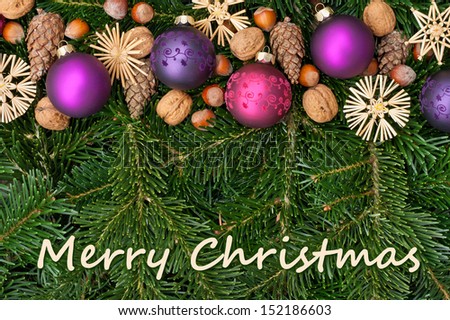 christmas card with fir and christmas tree balls/christmas card/christmas tree balls