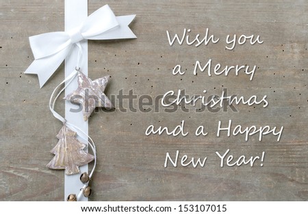 christmas card with white loop/Merry Christmas a happy new year/english