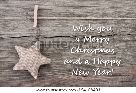 christmas card with star/Merry Christmas and a happy New Year/english