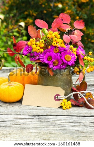 flowers, pumpkin and label/autumn/flowers