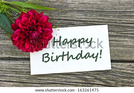 Birthday card with red flower/Happy birthday/english