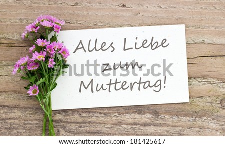 mother`s day card with pink mum/With love on Mother\'s Day/german
