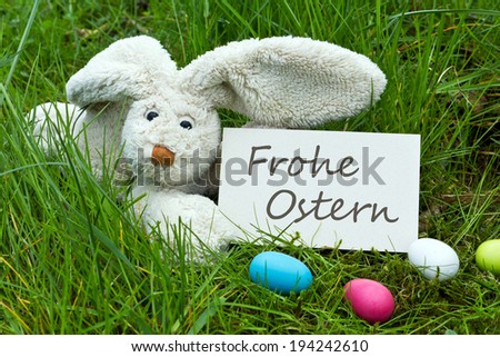 german Easter card with easter bunny/happy easter/german