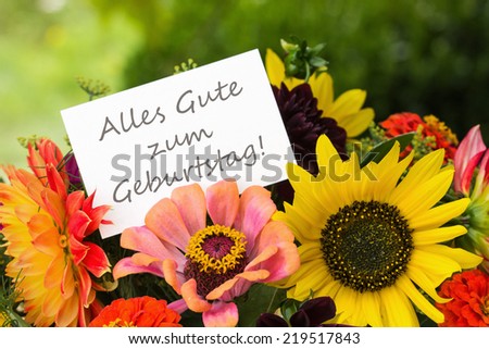 german Birthday card with summer flowers/happy birthday/german