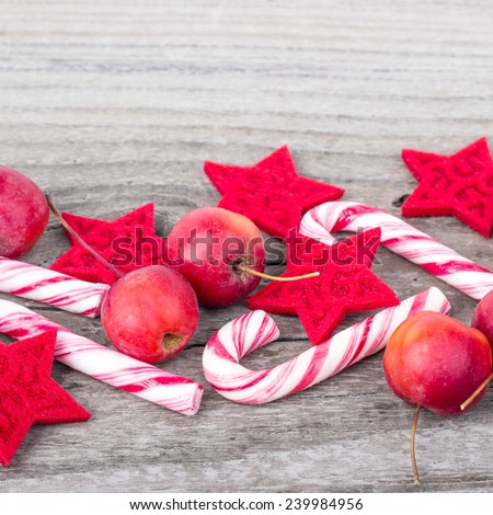 candy Canes, apples and stars/christmas/candy Canes