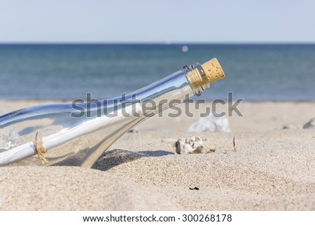 Message in a Bottle on the sandy beach / Message in a Bottle / beach