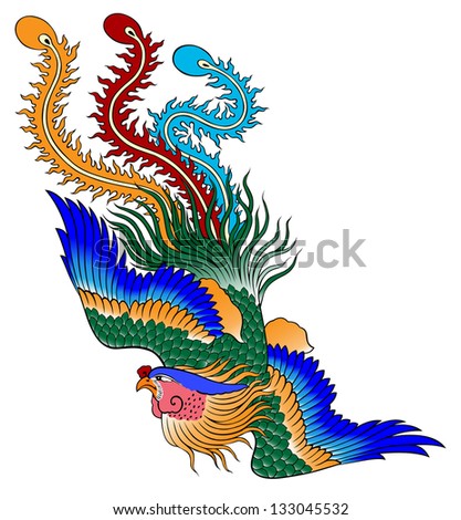 phoenix chinese style on white background from illustrator