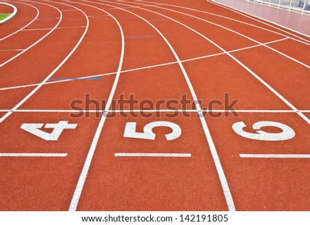 number four five and six on running track lines