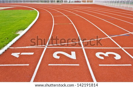 number one two and three on running track lines
