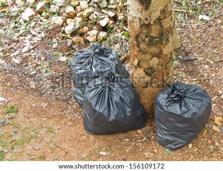 Black garbage bags for cleanup in the park