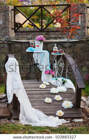 Beautiful decoration for the wedding table on the nature
