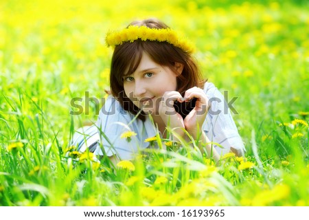 portrait of beautiful girl with flower diadem