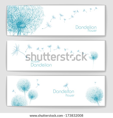 Set of banners with flower dandelion sketch Set of banners with flower dandelion sketch