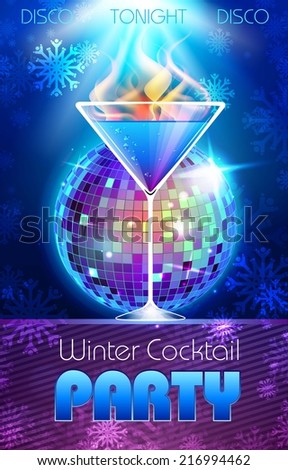 Disco background Winter Cocktail party poster Disco background Winter Cocktail party poster