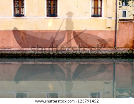 painted facade of a wall of the canal Buranelli in Treviso (Italy)