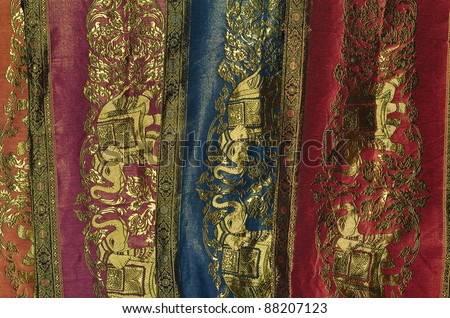 Handmade woven fabrics in thai