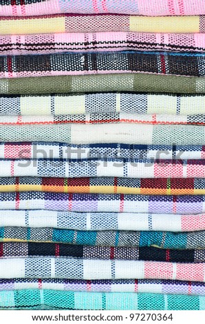 Handmade woven fabrics in thai market
