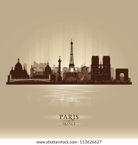 Paris France city skyline vector silhouette illustration Paris France city skyline vector silhouette illustration
