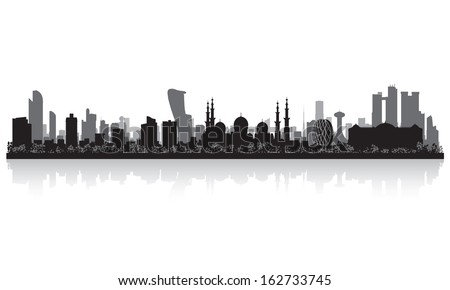Abu Dhabi UAE city skyline vector silhouette illustration Abu Dhabi UAE city skyline vector silhouette illustration