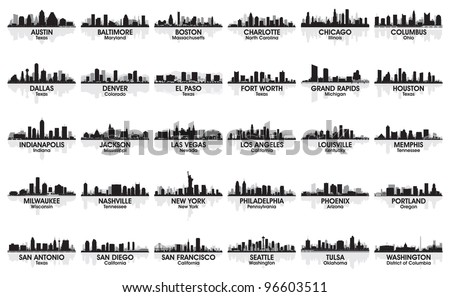 Logo Design York on Stock Vector   Incredible Set Of Usa City Skyline 30 Cities 96603511