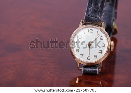 An Old Ladies\' Watch on Table.Copy Space.